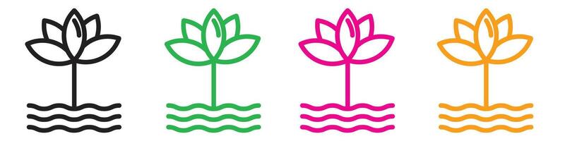 Water lily icon showing the elegance of aquatic plants, suitable for botanical gardens, nature themes, and environmental projects vector