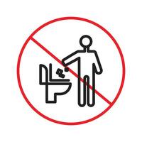 Prevent toilet littering with this prohibition sign, featuring a clear no-litter icon and warning label, ideal for maintaining cleanliness in public and private restrooms. vector