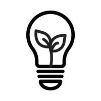 Lightbulb with leaf icon line art vector