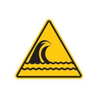 High tide and strong waves warning indicating potential drowning risk vector