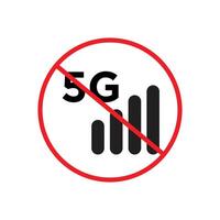 No 5G Signal Allowed Sign Restrict 5G Signal Usage in Specific Areas vector
