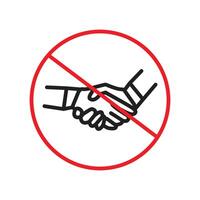 Prohibit handshakes to prevent virus spread with this no handshake sign, featuring a clear prohibition icon and health safety label, ideal for maintaining hygiene in public spaces. vector