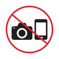 Protect privacy with this photo and phone forbidden sign, restricting camera and smartphone use in designated areas for security and privacy. vector