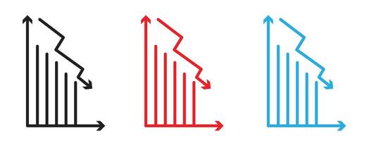 Decline Chart Icon Illustrating Decrease in Performance, Economic Downturn, and Analytical Data vector