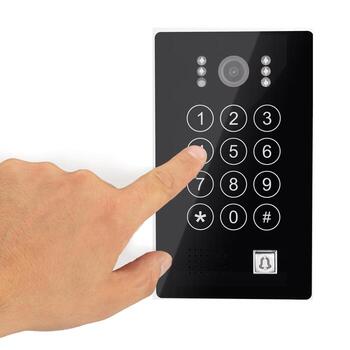 Finger Pressing Code on Security Keypad, Intercom photo