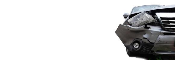Front End Damage on Car, Copy Space. Web Banner Concept photo
