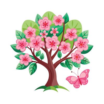 Beautiful Single Big Tree Illustration