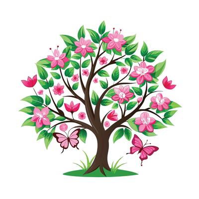 Beautiful Single Big Tree Illustration