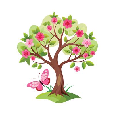 Beautiful Single Big Tree Illustration