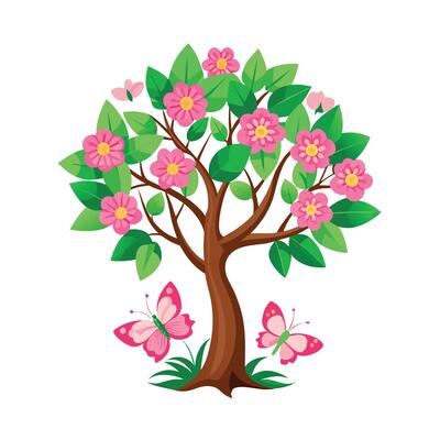 Beautiful Single Big Tree Illustration