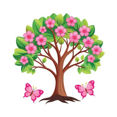 Beautiful Single Big Tree Illustration