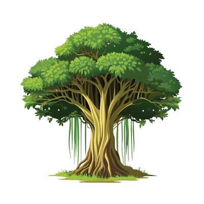 Beautiful Single Big Tree Illustration