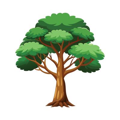 Beautiful Single Big Tree Illustration