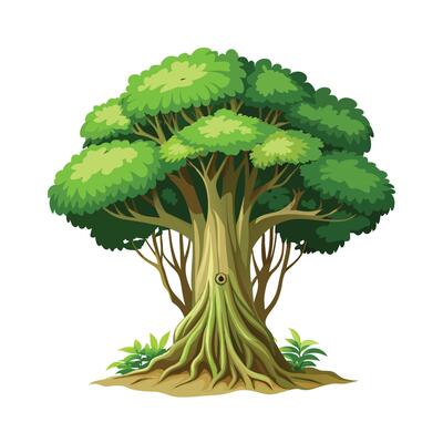 Beautiful Single Big Tree Illustration