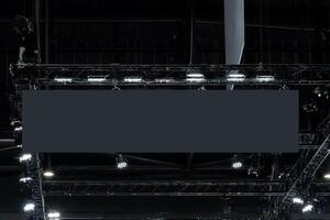Hanging black horizontal billboard with clipping path for mock up photo