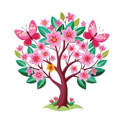 Beautiful Single Big Tree Illustration