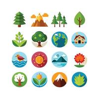 Nature Icon Set Collection Illustration vector