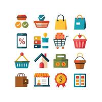 Retail and Shopping Icon Set Collection Illustration vector