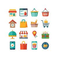 Retail and Shopping Icon Set Collection Illustration vector