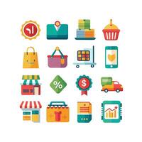 Retail and Shopping Icon Set Collection Illustration vector
