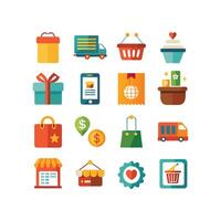 Retail and Shopping Icon Set Collection Illustration vector