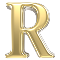 Gold Font R 3D Render png