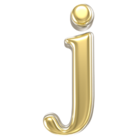 Gold Font j 3D Rendering png