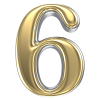 Gold Number 6 3D Render png
