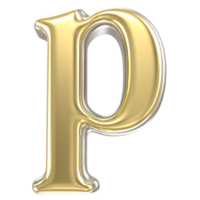 Gold Font p 3D Rendering png