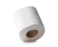 Front view of white tissue paper roll isolated on white background with clipping path photo