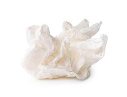 Front view of white screwed or crumpled tissue paper ball isolated on white background with clipping path photo