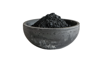 Bowl of charcoal paste on the transparent background, Format png