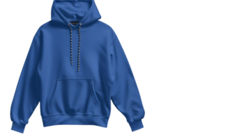 A men's hoodie in blue with a blank front. on the Transparent Background, Format png