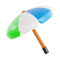 beach umbrella 3d icon, transparent background png