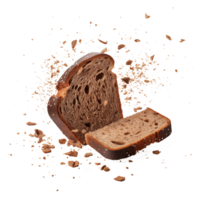 broken slice of dark rye bread with crumb Transparent Background with Transparent Background png