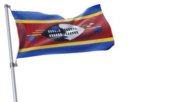 a flag is waving in the wind of Swazilend. on a white background photo