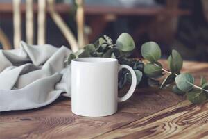 Blank handle mug, white mug mockup photo
