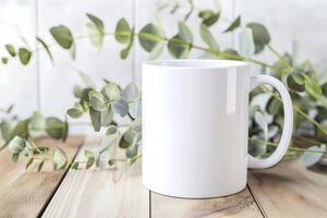 Blank handle mug, white mug mockup photo