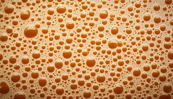Close-up of frothy bubbles on the surface of a freshly brewed coffee photo