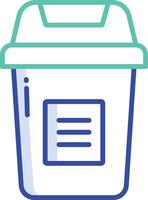 Trash Bin outline color illustration vector