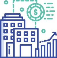 business growth outline color illustration vector
