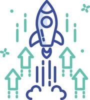 Startup launch outline color illustration vector