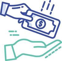Donate money outline color illustration vector