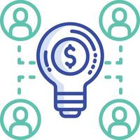 Crowdfunding idea outline color illustration vector
