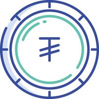 Tugrik coin outline color illustration vector