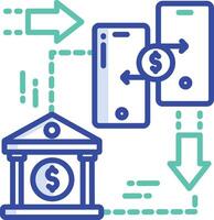 money transfer outline color illustration vector