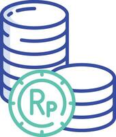 Indonesian Rupiah coin outline color illustration vector