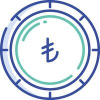 Lira coin outline color illustration vector