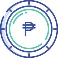 Philippine Peso coin outline color illustration vector