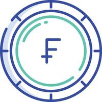 Swiss Franc coin outline color illustration vector